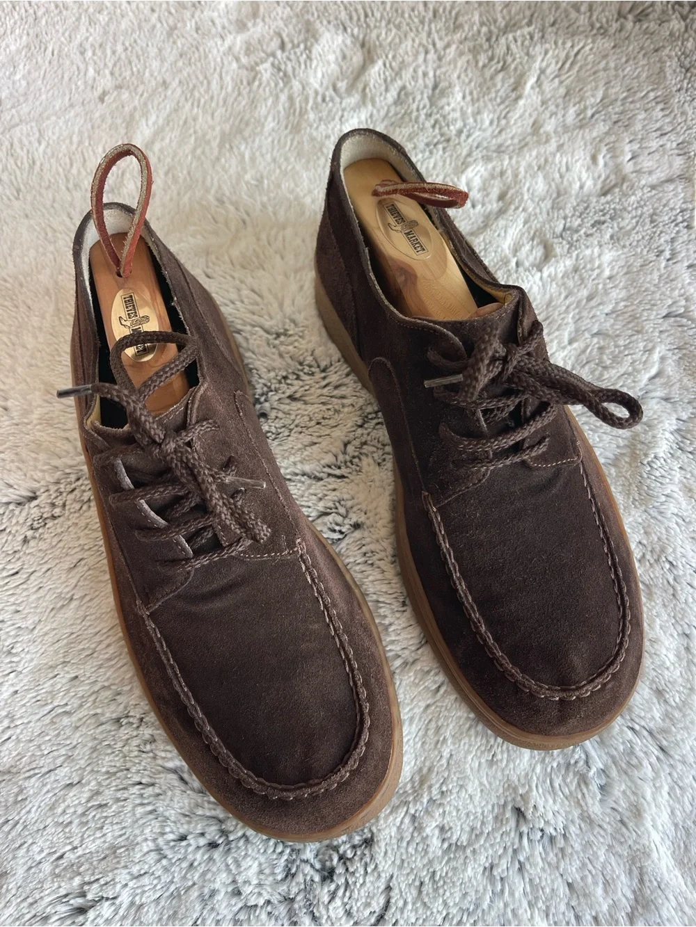 J. FENESTRIER Men’s Brown Suede Lace-Up Casual Shoes Size 7.5